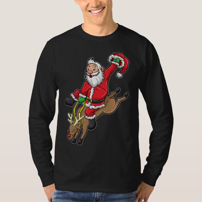 Cowboy Santa Xmas Rentier Rodeo Weihnachten in Tex T-Shirt (Vorderseite)