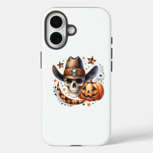 Cowboy-Schädel-Halloween iPhone 16 Hülle