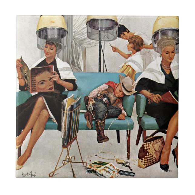 Cowboy schlafend im Schönheits-Salon Fliese (Vorderseite)