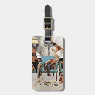 Cowboy schlafend im Schönheits-Salon Gepäckanhänger