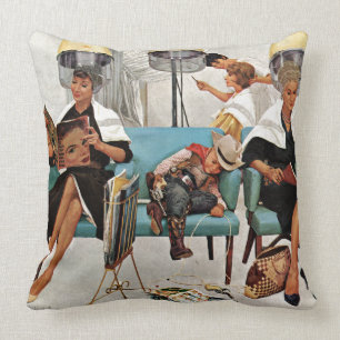 Cowboy schlafend im Schönheits-Salon Kissen