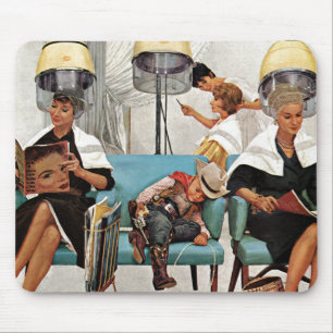 Cowboy schlafend im Schönheits-Salon Mousepad