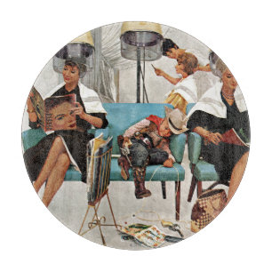 Cowboy schlafend im Schönheits-Salon Schneidebrett