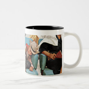 Cowboy schläft in Schönheitssalon Zweifarbige Tasse