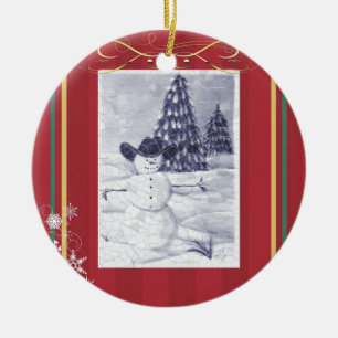 Cowboy-Schneemann Mosiac Verzierung Keramikornament