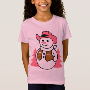 Cowboy-Schneemann-Weihnachtsdesign – westlicher Fe T-Shirt