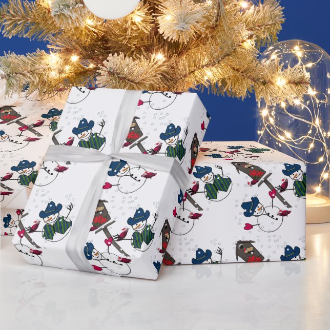 Cowboy-Schneemänner Weihnachten Geschenkpapier (Feiertage)