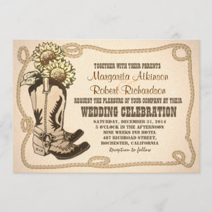 Cowboy Schuhe rustikale Hochzeitseinladungen Einladung