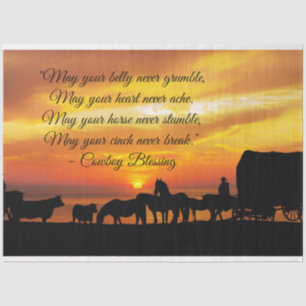 Cowboy Segen Rind Sunset Silhouette Seidenpapier