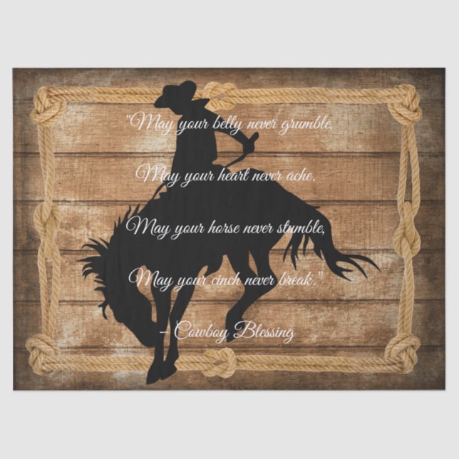 Cowboy Segen Silhouette Bucking Bronco Pferd Seidenpapier (Vorderseite)