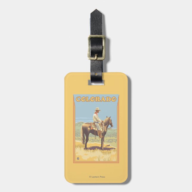 Cowboy (Seitenansicht) Colorado Gepäckanhänger (Vorderseite vertikal)