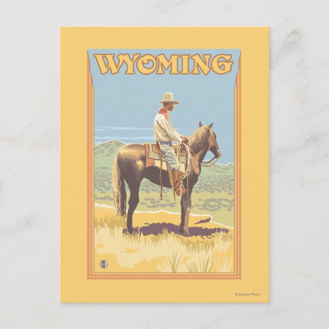Cowboy (Seitenansicht)Wyoming Postkarte (Vorderseite)