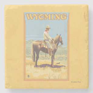 Cowboy (Seitenansicht) Wyoming Steinuntersetzer
