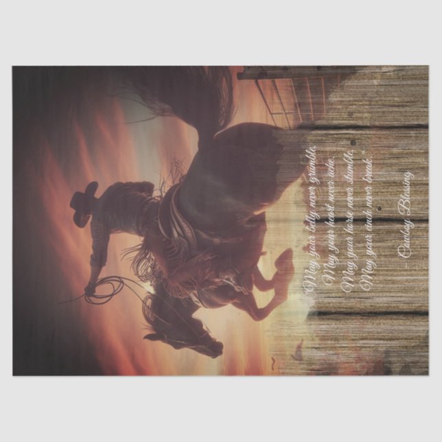 Cowboy Sessing Western Man Bronco Horse Seidenpapier (Vorderseite)