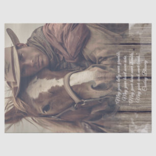 Cowboy Sessing Western Man Horse Seidenpapier