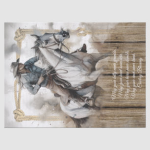 Cowboy Sessing Western Man Horse Seidenpapier