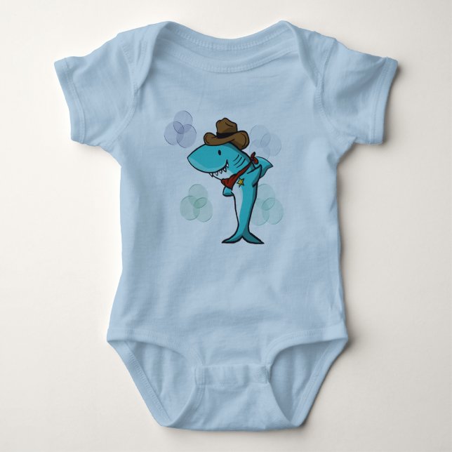 Cowboy Shark Baby Strampler (Vorderseite)