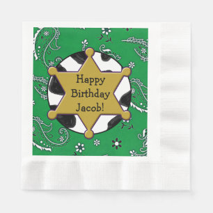 Cowboy Sheriff Abzeichen Birthday Napkins Serviette