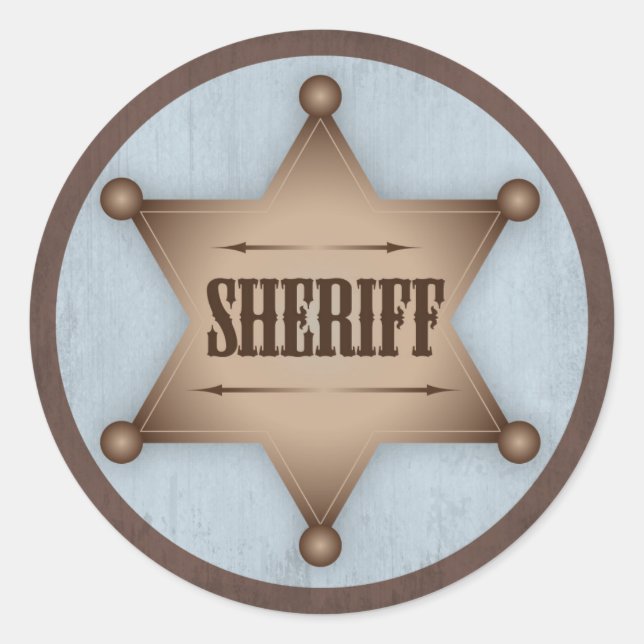 Cowboy Sheriff Abzeichen Western Babydusche Runder Aufkleber (Vorderseite)