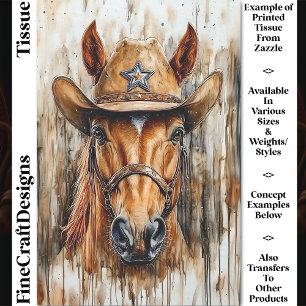 Cowboy Sheriff Chesnut Pferd Mit Hut DD6 Decoupage Seidenpapier