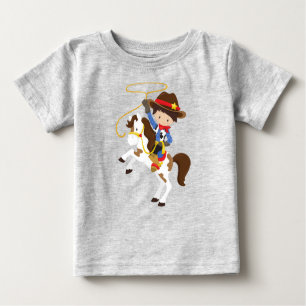 Cowboy, Sheriff, Pferd, Lasso, Western, Braunhaar Baby T-shirt
