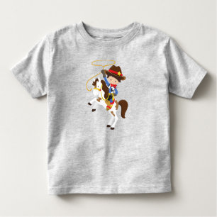 Cowboy, Sheriff, Pferd, Lasso, Western, Braunhaar Kleinkind T-shirt