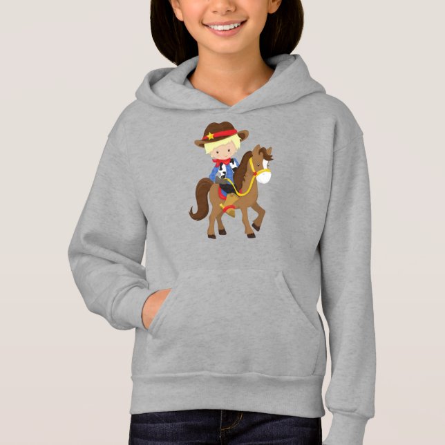 Cowboy, Sheriff, Pferd, Western, blondes Haar Hoodie (Vorderseite)