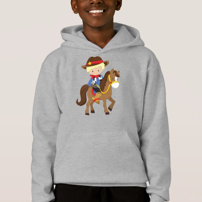 Cowboy, Sheriff, Pferd, Western, blondes Haar Hoodie (Vorderseite)