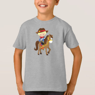 Cowboy, Sheriff, Pferd, Western, blondes Haar T-Shirt