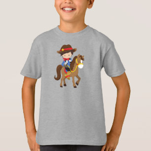 Cowboy, Sheriff, Pferd, Western, Braunhaar T-Shirt