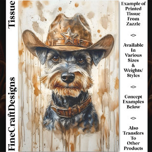 Cowboy Sheriff Schnauzer Hund in Hat DD7 Decoupage Seidenpapier