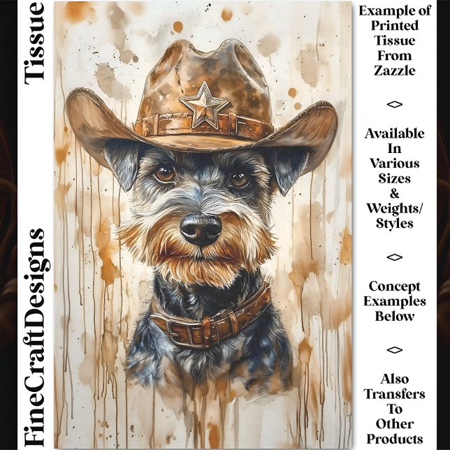Cowboy Sheriff Schnauzer Hund in Hat DD7 Decoupage Seidenpapier (Von Creator hochgeladen)