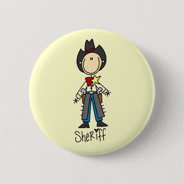 Cowboy Sheriff T-Shirts und Geschenke Button (Vorderseite)