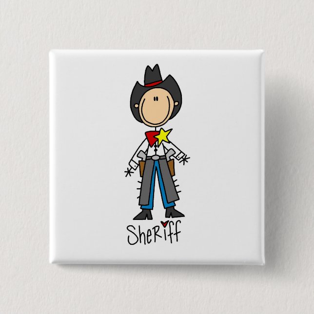 Cowboy-Sheriff-T - Shirts und Geschenke Button (Vorderseite)