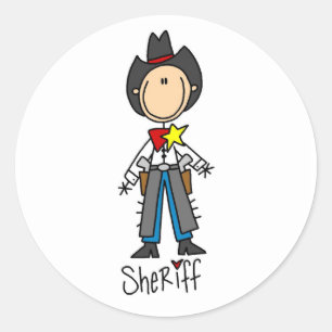 Cowboy Sheriff T-Shirts und Geschenke Runder Aufkleber