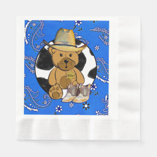 Cowboy Sheriff Teddy Bear Babydusche Napkins Serviette