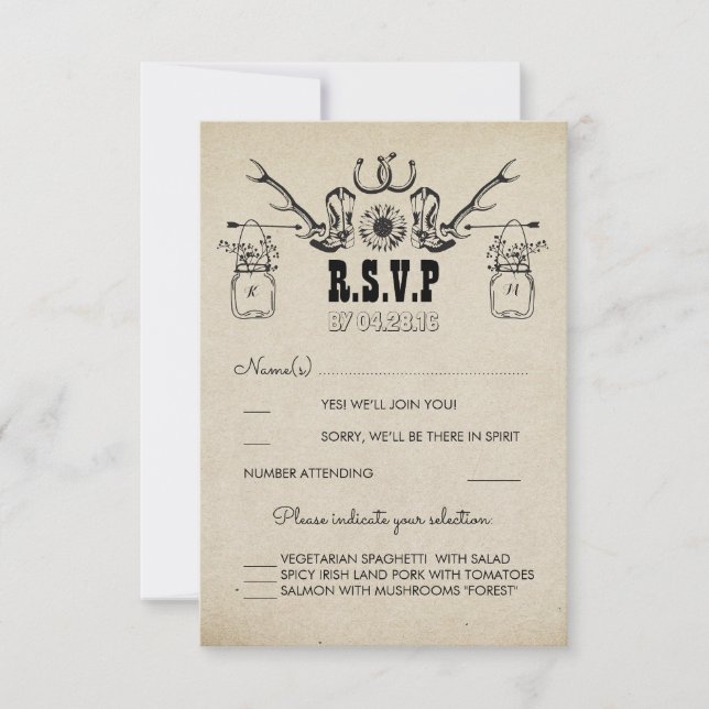 Cowboy Shows Country Rustic Wedding RSVP (Vorderseite)