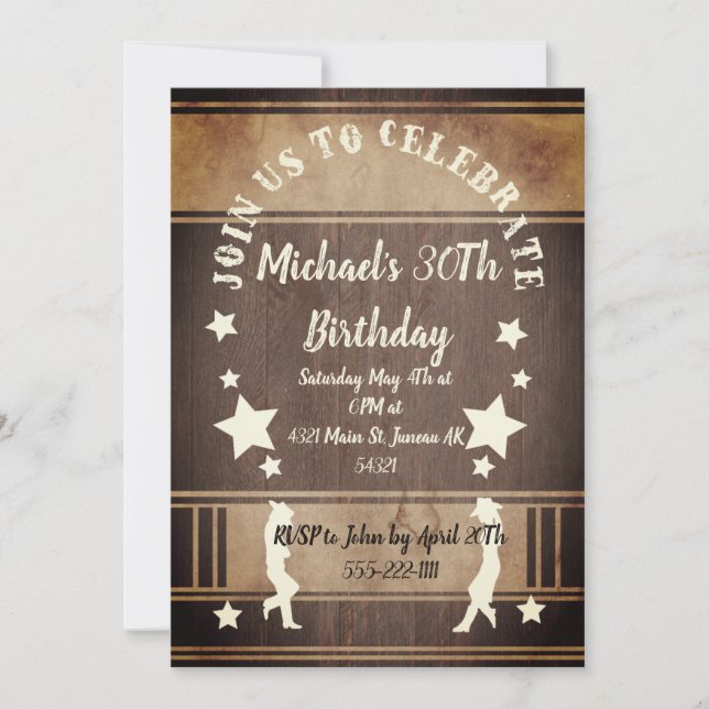 Cowboy-Silhouette Einladung (Vorderseite)