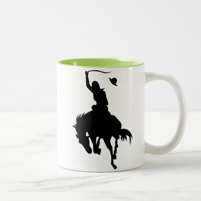 Cowboy-Silhouette; Glühen Zweifarbige Tasse (Rechts)