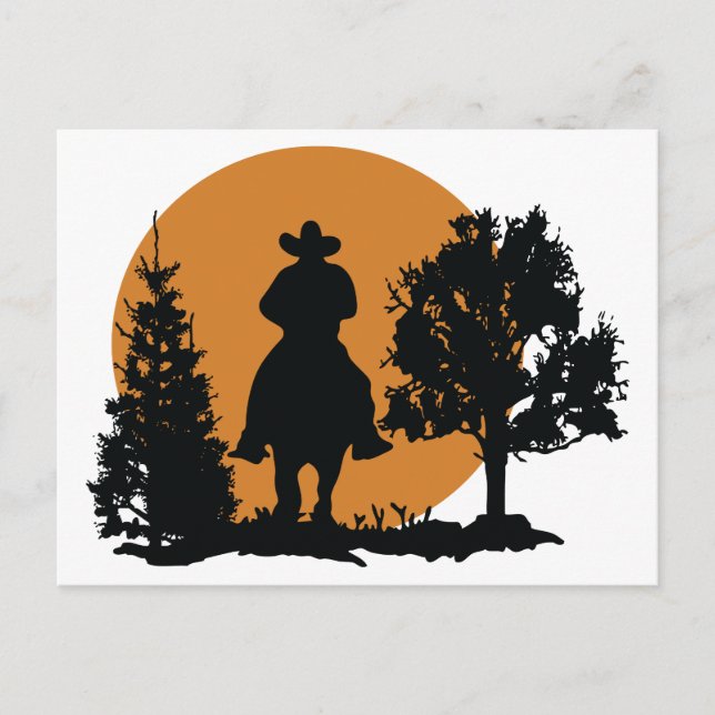 Cowboy-Silhouette Postkarte (Vorderseite)