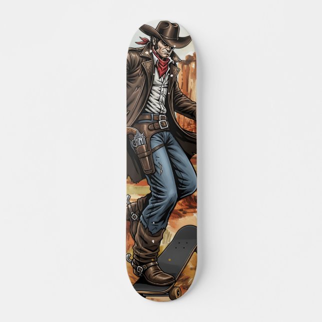 Cowboy Skaten Illustration Skateboard (Vorne)