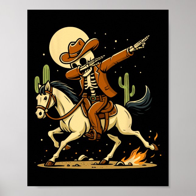 Cowboy Skeleton Dabbing Shirt Poster (Vorne)
