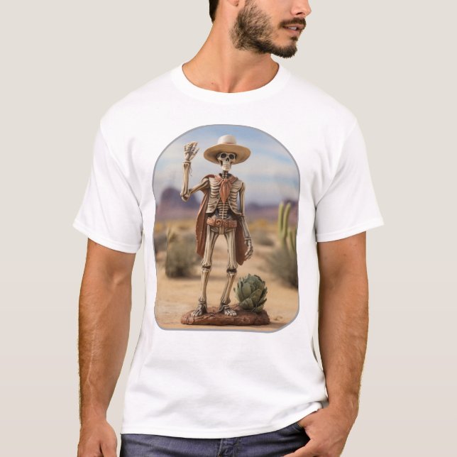 Cowboy Skeleton Rock on Western Vibes T-Shirt (Vorderseite)