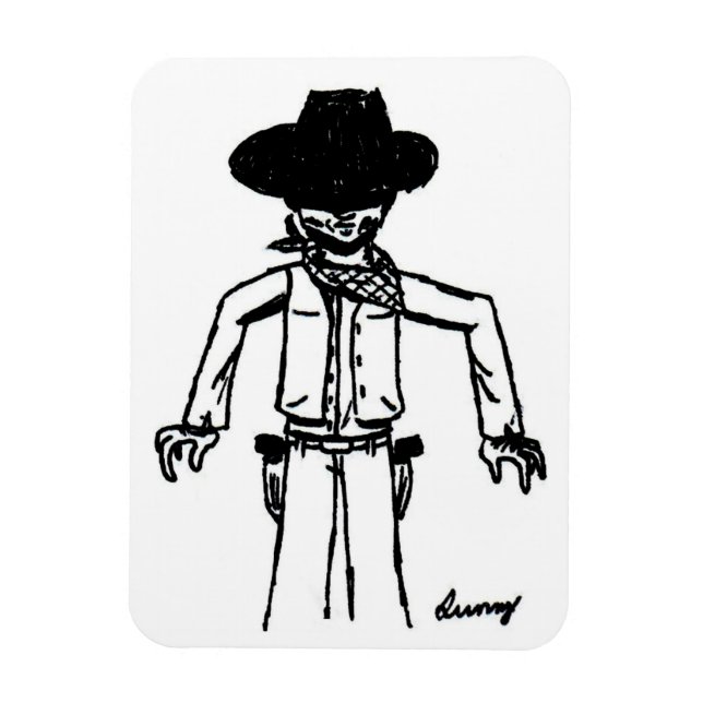 Cowboy Sketch Flexible Magnet (Vertikal)