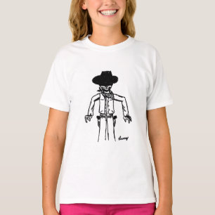 Cowboy Sketch Girls Ringer T - Shirt