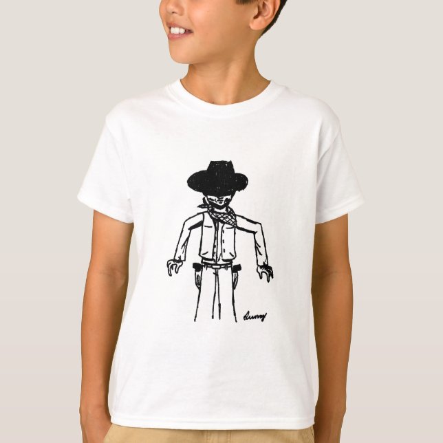 Cowboy Sketch Kids Basic T - Shirt - Mehr FARBEN! (Vorderseite)