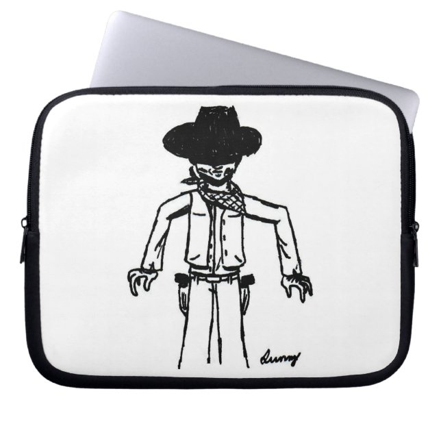 Cowboy Sketch Laptop Sleeve (Vorderseite)