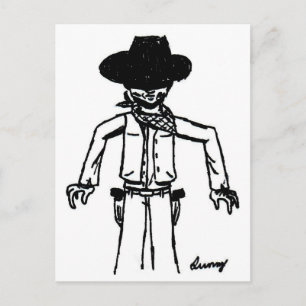 Cowboy Sketch Postcard Postkarte