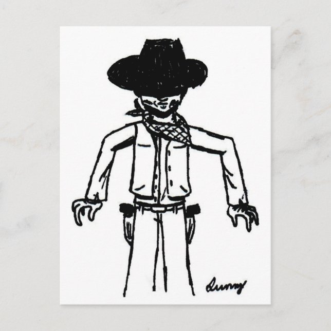 Cowboy Sketch Postcard Postkarte (Vorderseite)
