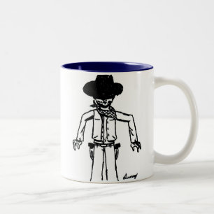 Cowboy Sketch-Tasse Zweifarbige Tasse